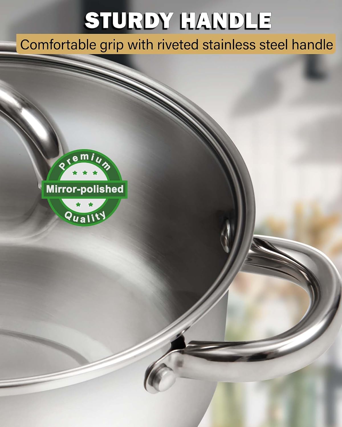 Cook N Home Sauce Pot Stainless Steel Stockpot with Glass Lid, Basic Saucier Casserole Pan Set, 6 Piece Set