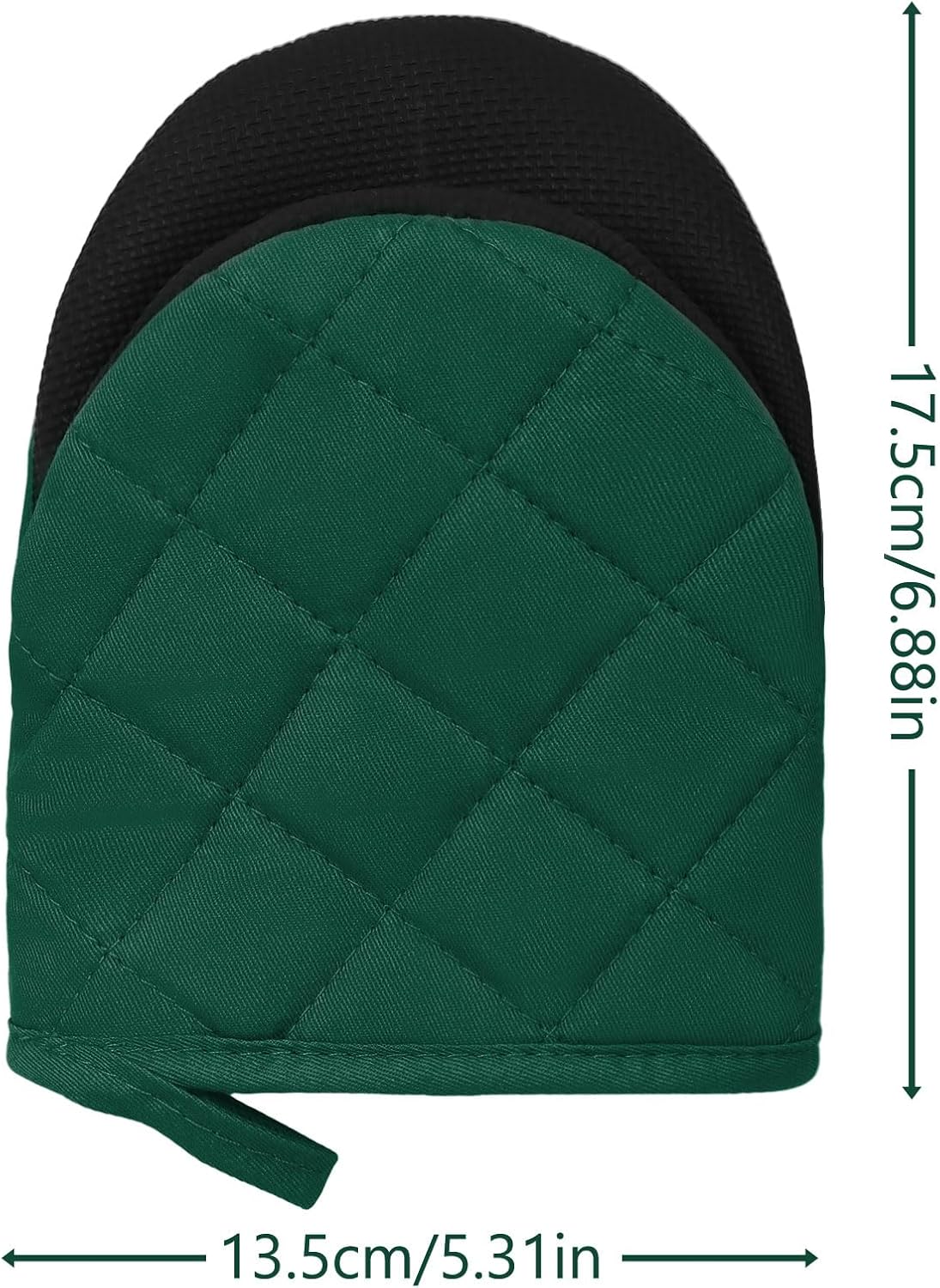 1 Pair Short Oven Mitts, Heat Resistant Silicone Kitchen Mini Oven Mitts for 500 Degrees, Non-Slip Grip Surfaces and Hanging Loop Gloves, Baking Grilling Barbecue Microwave Machine Washable