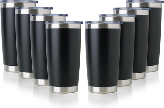 DOMICARE 20oz Stainless Steel Tumbler Bulk with Lid, Double Wall Vacuum Insulated Travel Mug, Powder Coated Coffee Cup,