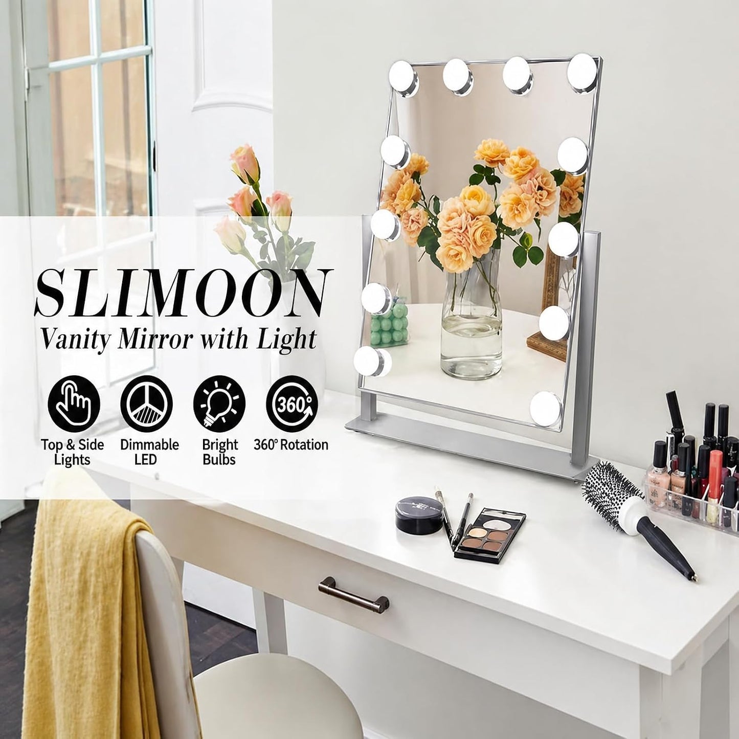 Makeup Vanity Mirror with Lights,10X,White 17.12"x13.77"