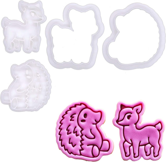 BAKERLOGY Forest Friends - Mini 2" Cookie Cutter & Stamp Set - Fawn & Hedgehog Design for Easter & Woodland Spring Cookies,