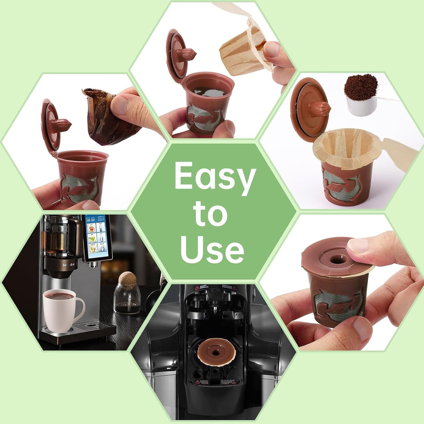 Aussen Disposable Coffee Paper Filters, Fits All Reusable K-Cup Coffee Pods | Replacement Kerig Filter, Works with Keurg Brewers Reusable Single Serve 1.0 &amp; 2.0, Tear Resistant, Natural with Lid, 200 Ct