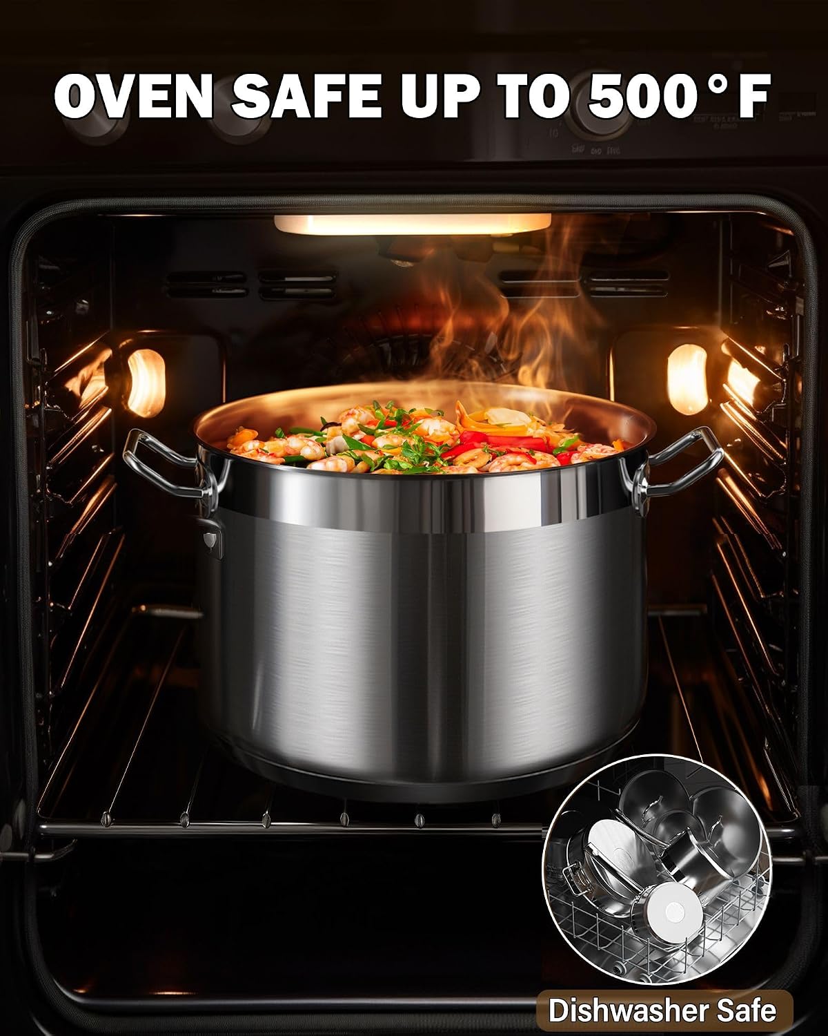 Cooks Standard Professional Cookware Set, Stainless Steel Pots Kitchen Set Includes Saucepans, Sauté Pan, Dutch Oven wit