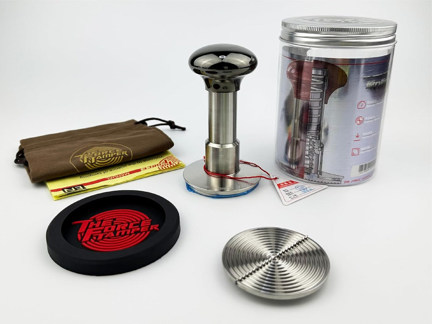 58.35mm C-Ripple Dis Set Black Mirror Jellyfish AL Handle Coffee Tamper | Automatic Impact Adjustable Constant Pressure and Auto-leveling five sizes and eight combination sets are available