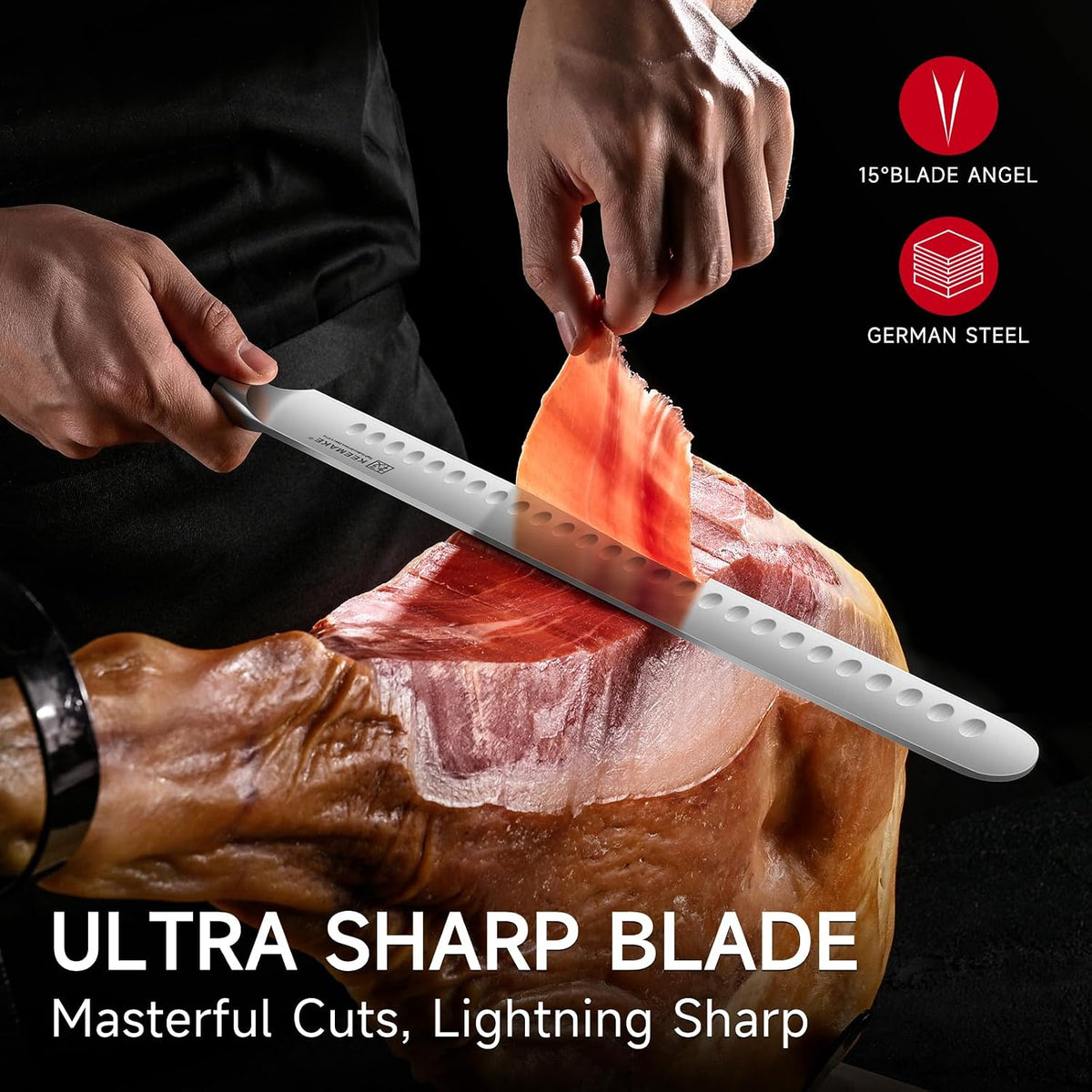 KEEMAKE Brisket Knife, 12" Carving &amp; Slicing Knife with Ergonomic Handle