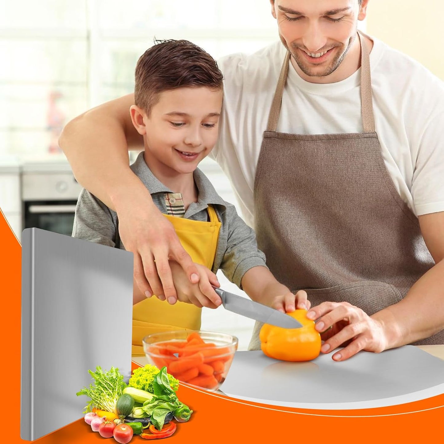 Stainless Steel Countertop Cutting Board with Lip,19.7 * 15.7 * 0.8 Inches
