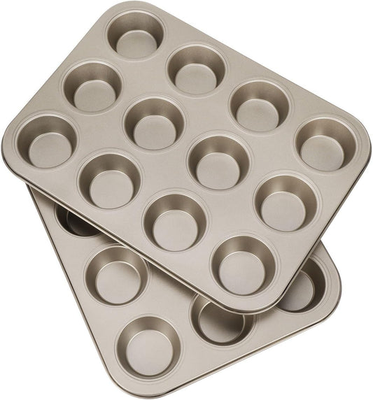 Flexzion Muffin Tray Cupcake Baking Pan 2 Pack