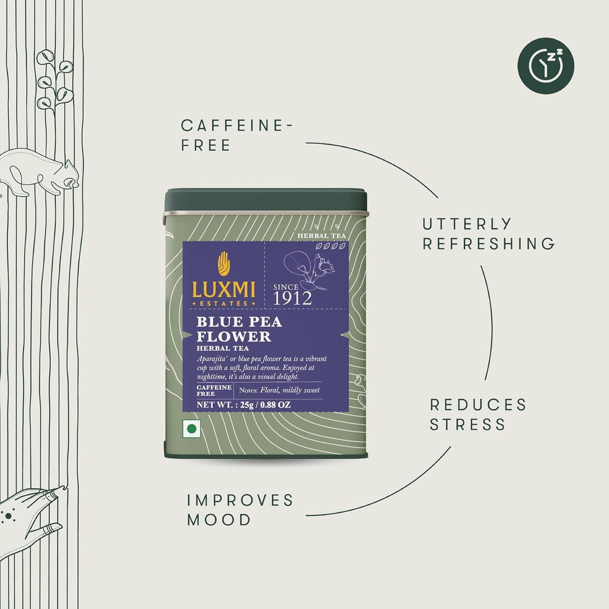 Luxmi Estates Blue Pea Flower Herbal Infusion 25 gm Tin, 0.88 Oz | 25 Cups | Rich in Natural Antioxidants