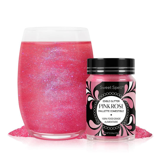 Sweet Spell Pink Edible Glitter (15g) - Shimmer Sparkles for Drinks, Cakes, Cocktails - 100% Edible & Food Grade Glitter,