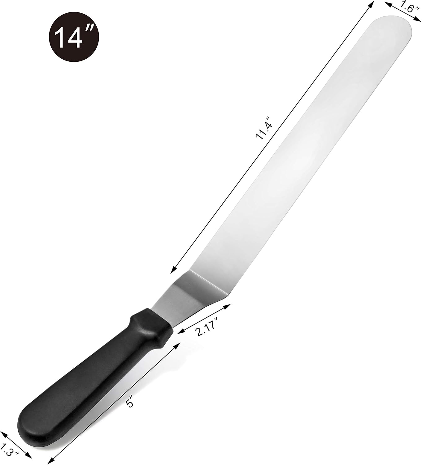 New Star Foodservice Angled Icing Spatula, 14 Inch Blade, 19 Inch Overall, Bakery-Grade Stainless Steel Offset Spatula for Large Cakes