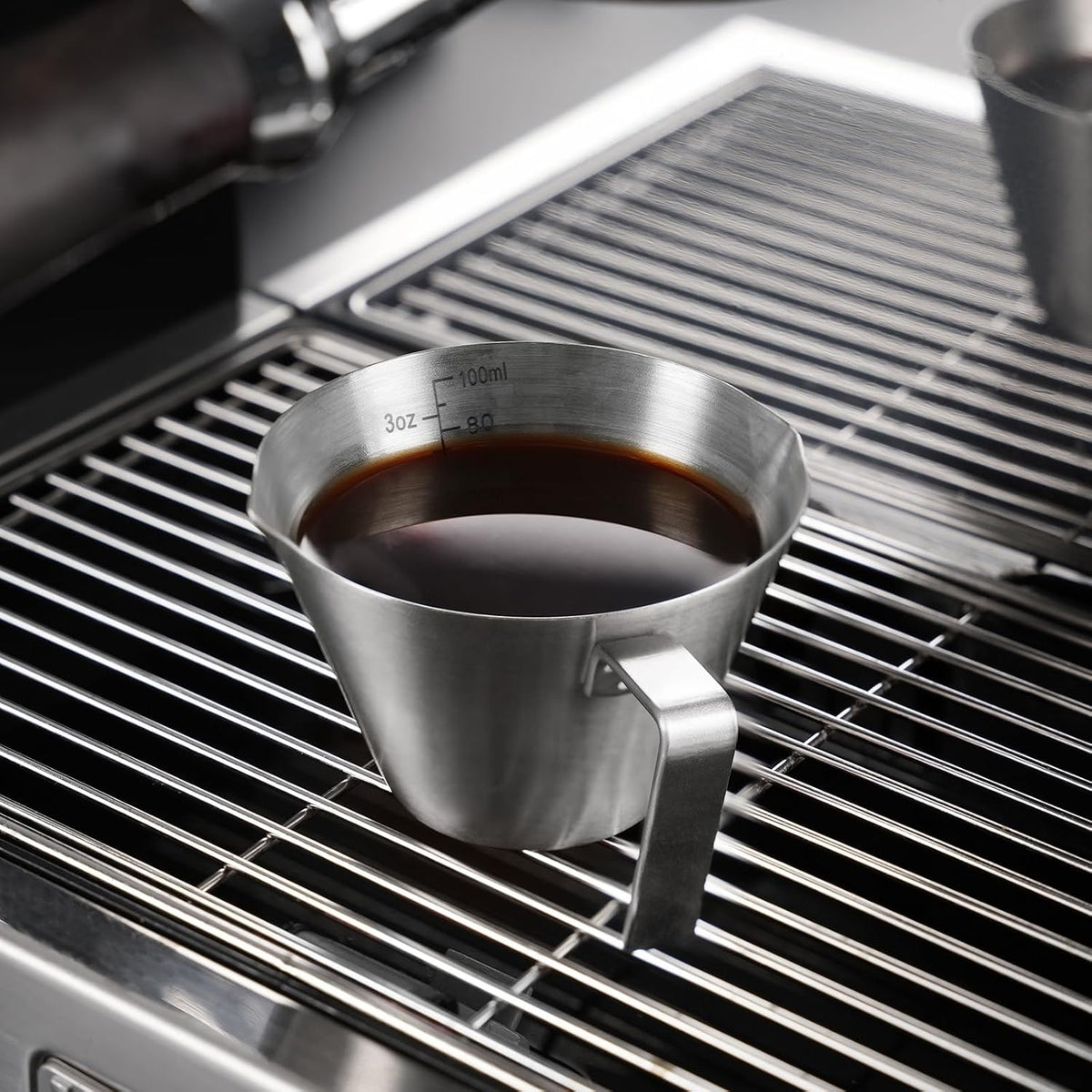 YARRAMATE Stainless Steel Espresso Shot Cup, 3.4oz/100ml (Silver) | Heat Insulated Grip, Stackable, Dual-Scale Accuracy, Easy to Rinse Clean, Fits Espresso Maker