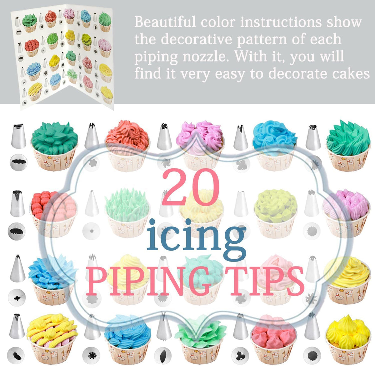 Piping Bags and Tips Set, 100PCS 12 Inch Disposable Pastry Bags with Tips Cupcake Frosting Piping Kit Cookie Decorating Supplies, Royal Icing Bags and Tips Set for Cake Decorating Baking Tools