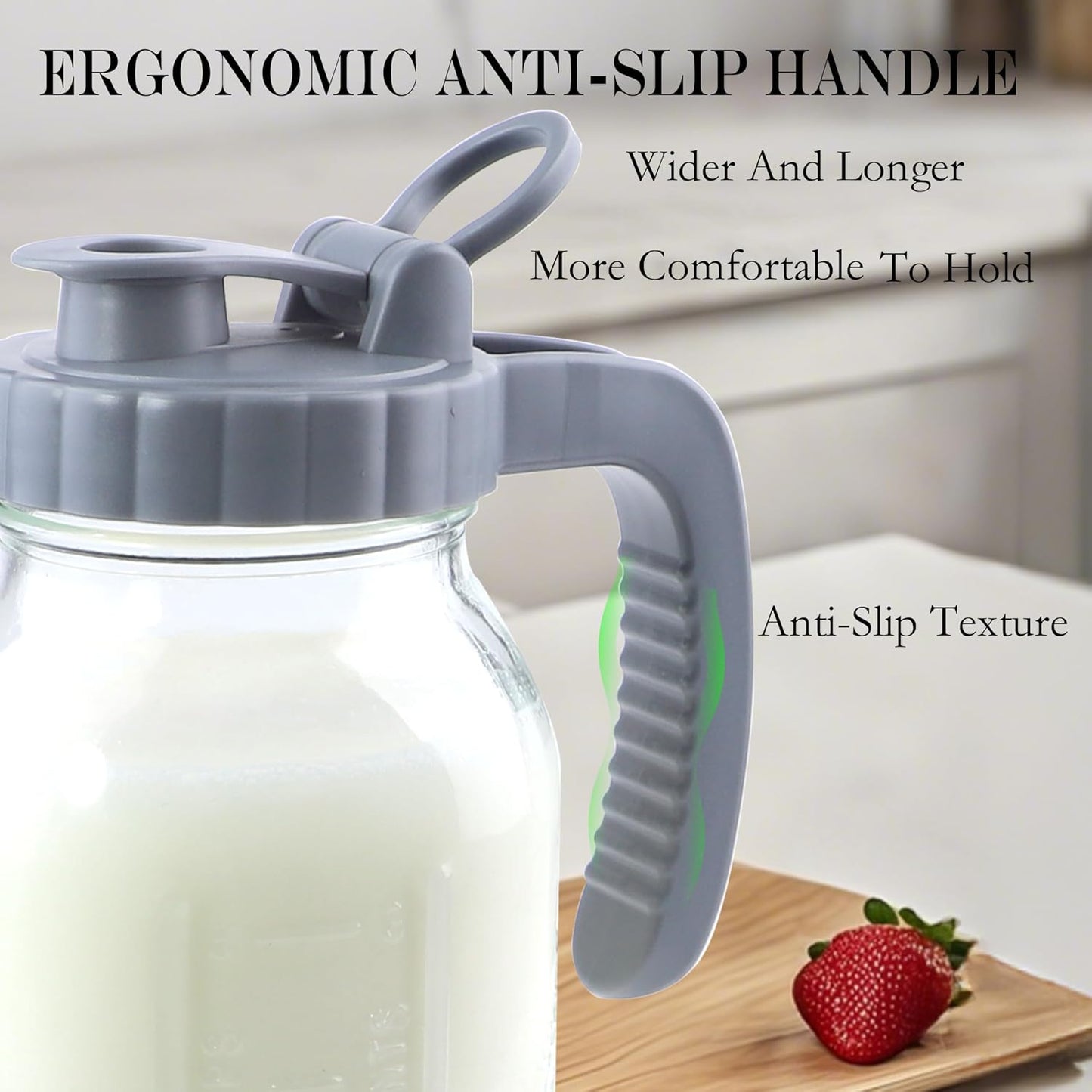 64 Oz Glass Mason Jar Water Pitcher With Lid Wide Mouth Sun Tea Pitchers | Half Gallon Cold Hot Water Jug Carafe For Coffee Lemonade Beverage Milk Iced Tea Container For Fridge Store Leak-Proof