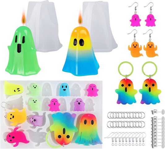 LET'S RESIN Ghost Shape Resin Earring Molds, Silicone Molds for Epoxy Resin with Earring Accessories, Jump Rings, Epoxy