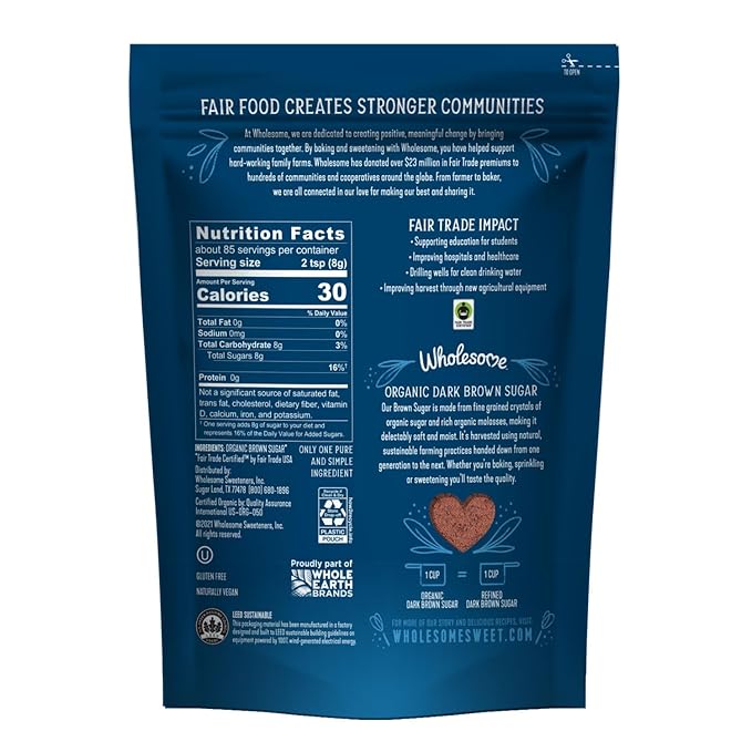 Wholesome Fair Trade Organic Dark Brown Sugar, 24oz, 3-Pack