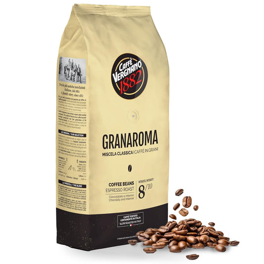 Caffe Vergnano 1882 Gran Aroma Whole Bean Arabica Medium Espresso Roast Coffee, 2.2lbs Bag - Italian Coffee Beans with Rich