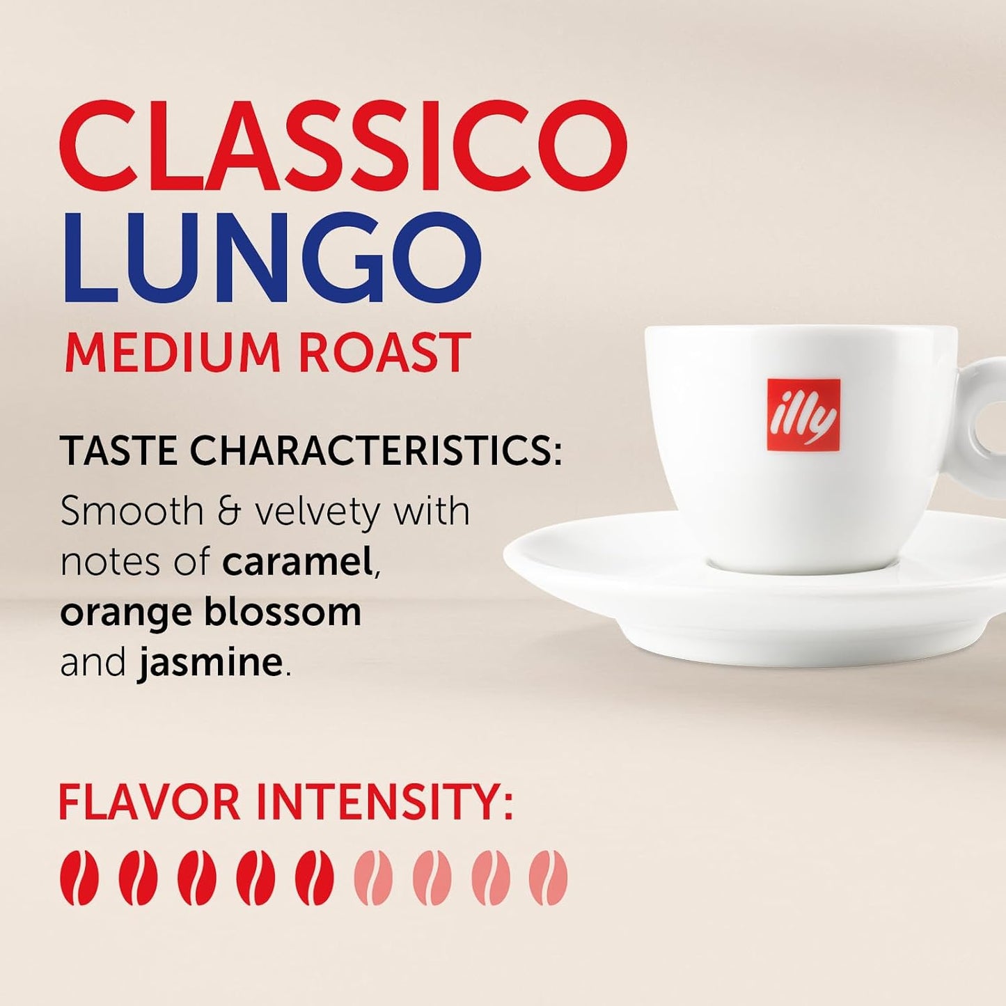 Illy Espresso Compatible Capsules - Single-Serve Coffee Capsules &amp; Pods - Classico Lungo Roast - Notes Of Caramel, Orange Blossom &amp; Jasmine Coffee Pods - For Nespresso Coffee Machines – 10 Count