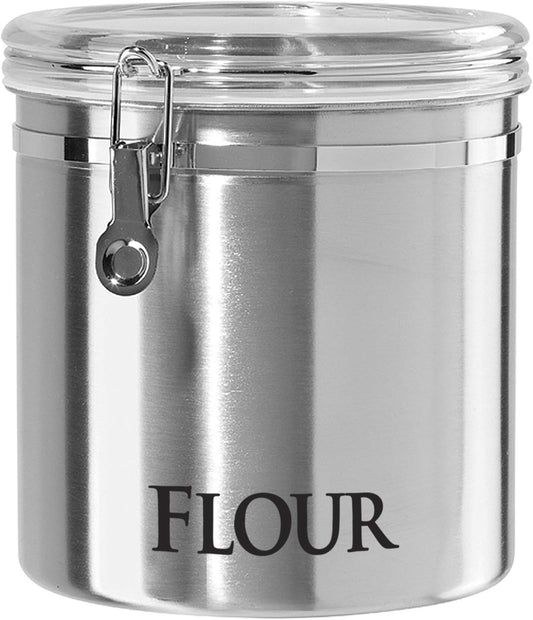 Oggi Jumbo 8" Stainless Steel Flour Clamp Canister - Airtight Food Storage Container Ideal for Kitchen & Pantry Storage of