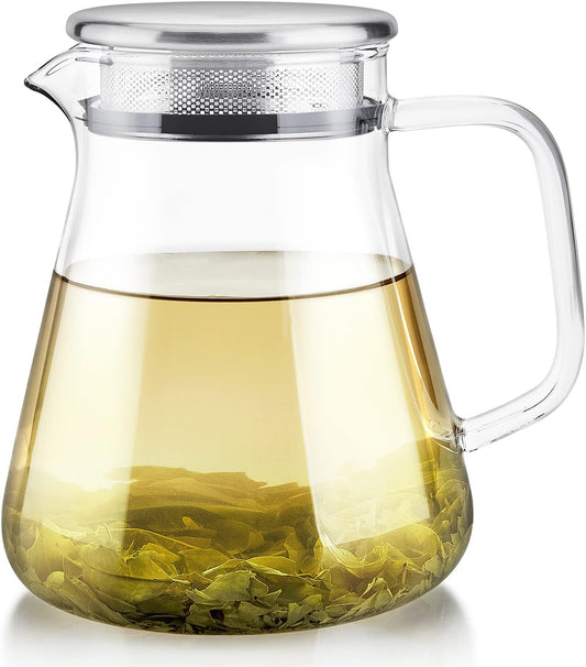Teabloom One-Touch Tea Maker, 2-in-1 Teapot and Kettle with Stainless Steel Filter Lid for Loose Tea – Stain-free