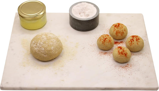 Marble Pastry & Cutting Board – 10x14 Inch Natural Stone Slab with Non-Slip Feet for Dough, Cheese, Baking, Serving,