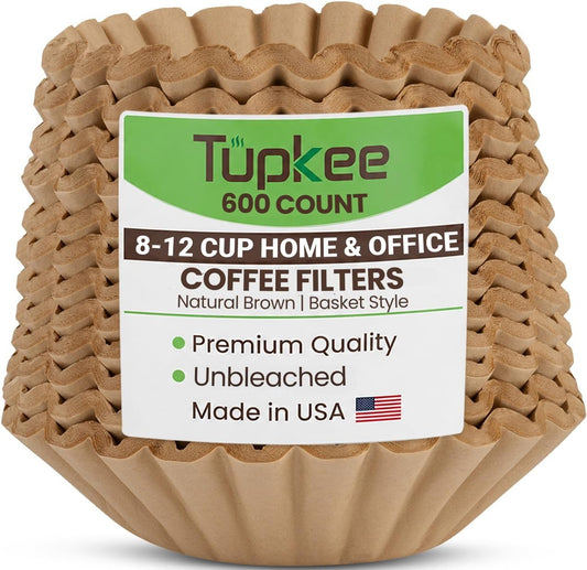 Basket Coffee Filters 8-12 Cup, 600 Count, Unbleached, Made In USA