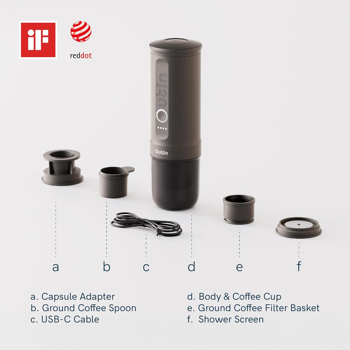 OutIn Nano Portable Electric Espresso Machine, Travel Coffee Maker | Self-Heating USB-C Car Coffee Maker for Ground Coffee &amp; NS Capsules, Ideal for Camping, RV, Hiking and Office, Forest Green
