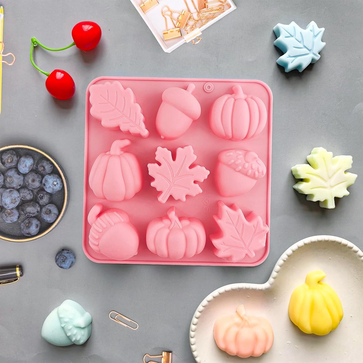 Thanksgiving Fall Silicone Molds Pumpkin Cake Mold Maple Leaf Silicone Mold | 2Pcs Halloween Pumpkin Chocolate Molds Autumn Leaves Cake Pan Baking Tray Mold for Thanksgiving Halloween Cake Cupcake Decor