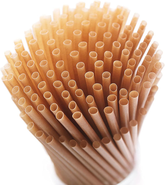 Biodegradable 200pcs Sugarcane Straws 8 Inch Compostable Disposable Drinking Straws Plastic Free Sturdy Smoothie Straws for Home Restaurant Parties Not Foggy