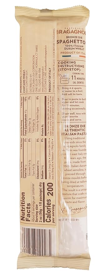 Pastificio Bragagnolo, Spaghettoni 805 Bronze-Drawn, 100% Italian Pasta, Made with Durum Wheat Semolina Flour, Non GMO (1 Pound Bag)