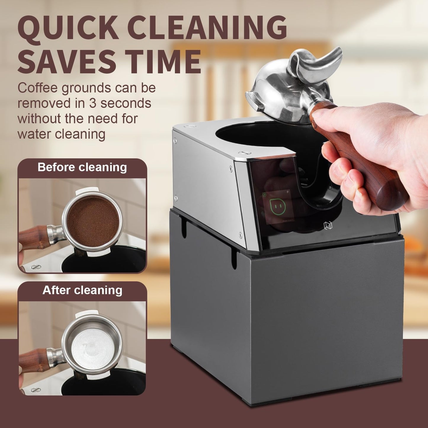 NEUTRAL NS300 Pro Electric Portafilter Cleaner-Automatic Coffee Grounds Cleaning Machine-Knock box for Espresso coffee-Espresso Puck Sucker-Suitable for 58mm portafilters.