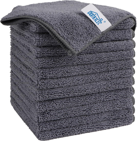 HOMEXCEL Grey Microfiber Cleaning Cloth, 12 Pack Premium Microfiber Towels for Cars, Lint Free, Scratch-Free, Highly