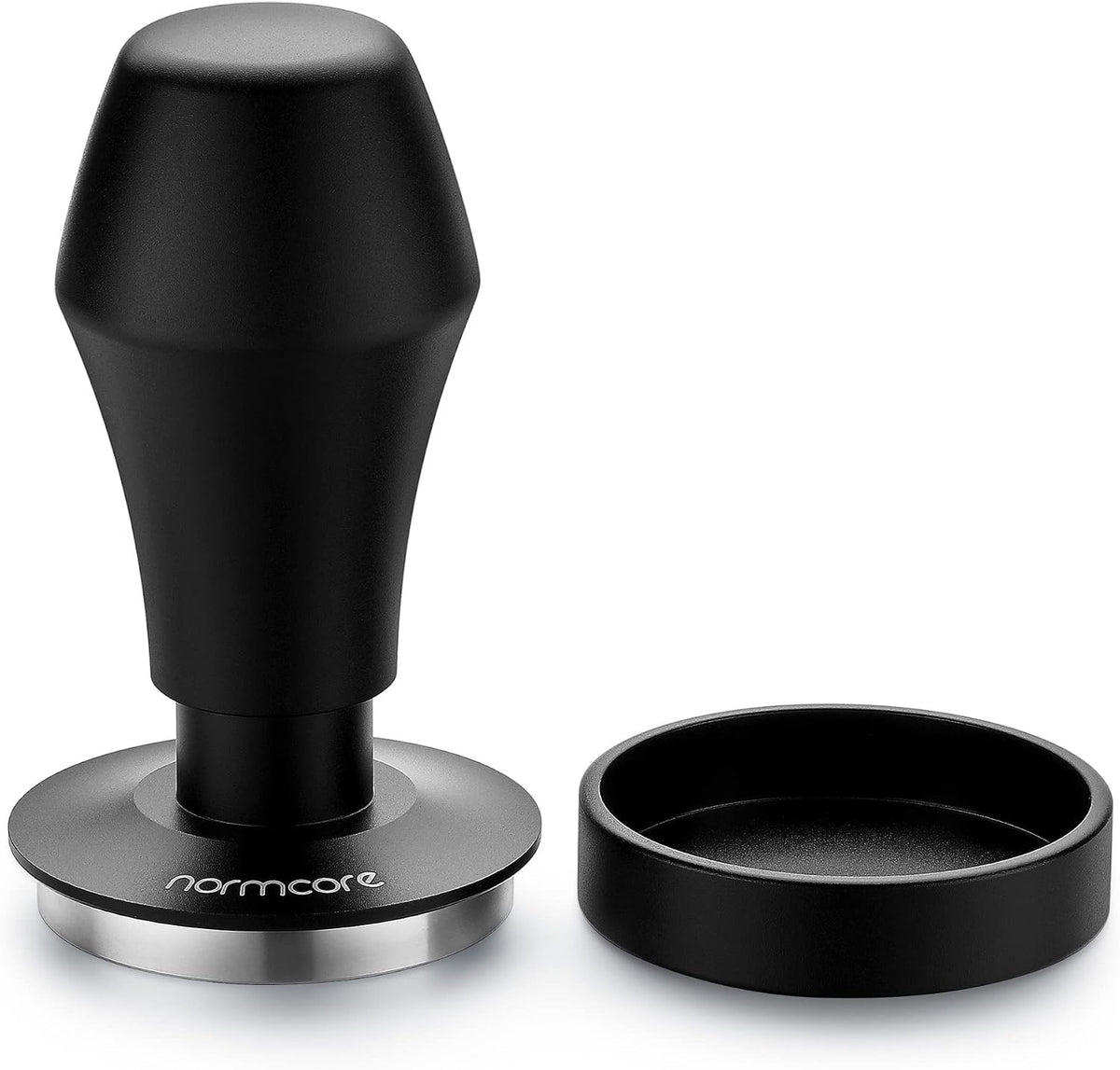 Normcore 45.5mm Spring Loaded Coffee Tamper V4 Fits Flair Pro, Pro 2, 304 Stainless Steel Flat Base, Ergonomic Anodized Aluminum Handle, Black