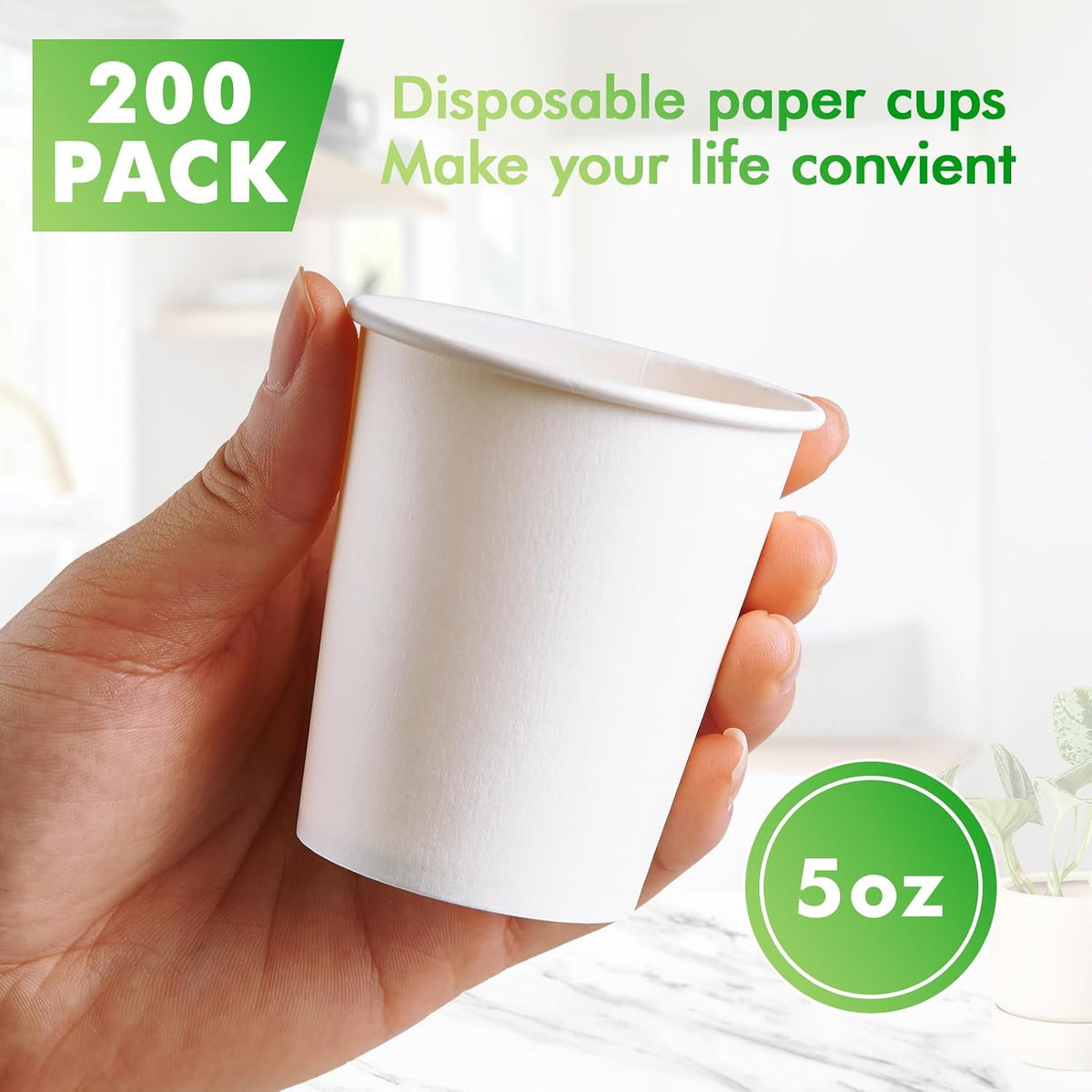 TV TOPVALUE 5 oz Paper Cups, 200 Count Small Disposable Water Cups, White | Water Dispenser Cups,Drinking Cups,Small Tea Cups,To Go Cups,Party,Office,Travel Picnic,Home Daily Use,DIY