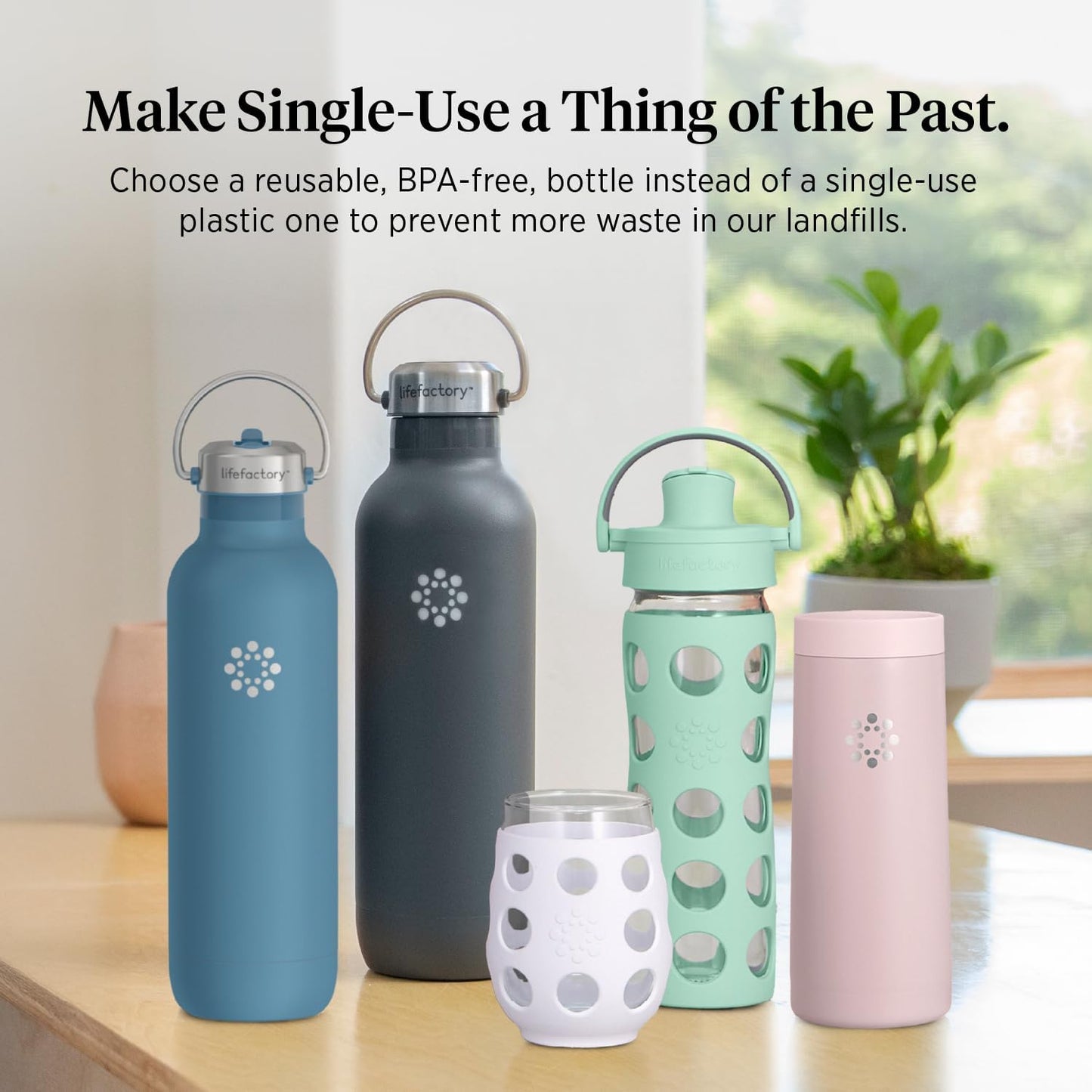 Lifefactory 16oz Stainless Steel Sports Bottle with Chug Cap, Dark Denim | Vacuum Insulated, Chug Cap, Carry Handle, BPA Free, Reusable, Dishwasher Safe