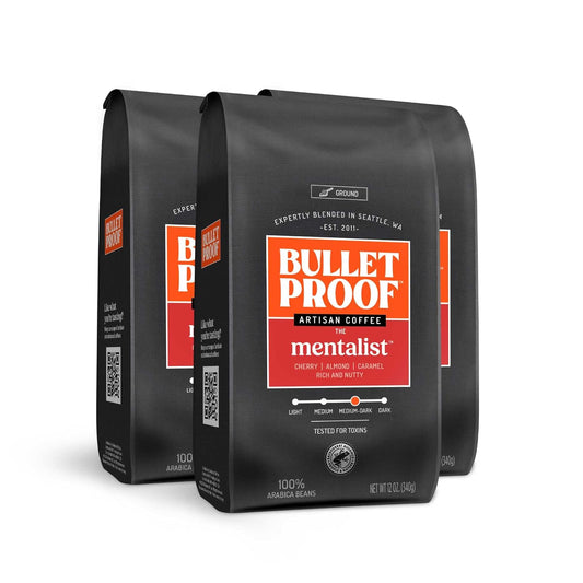 Bulletproof The Mentalist Medium-Dark Roast Ground Coffee, 12 Ounces (Pack of 3), 100% Arabica Beans, Clean Coffee Tested
