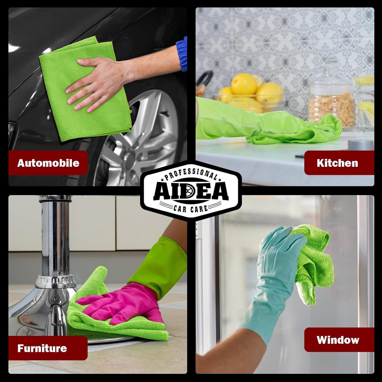 AIDEA Microfiber Cleaning Cloth-20PK, Microfiber Towels for Cars, 12"×12"