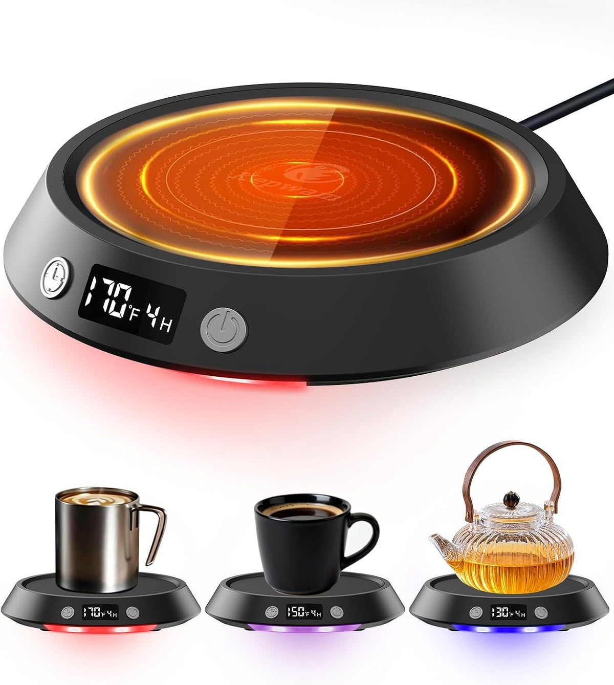 Kepwam Mug Warmer for Desk, Coffee Warmer with 3 Temp Settings &amp; 2-9H Timer