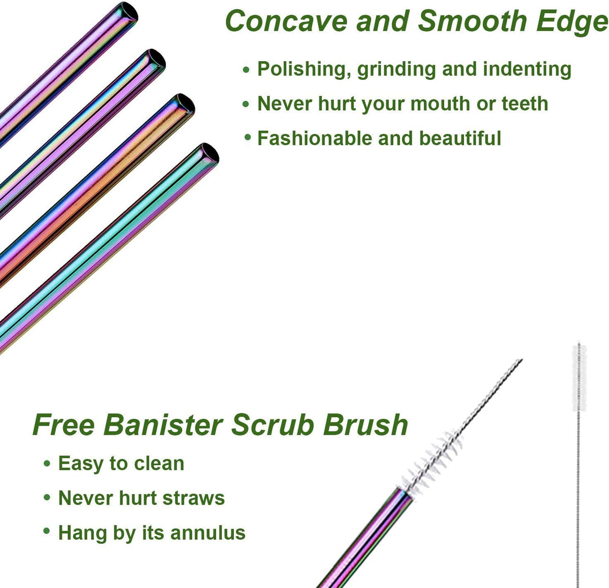 VEHHE Black Metal Straws, Stainless Steel Reusable Straws Set with Brush | 4 Pack 10.5" Extra Long Design Fits Tall Tumblers | 304 Stainless Steel Build | (2 Straight | 2 Bent | 1 Brush)