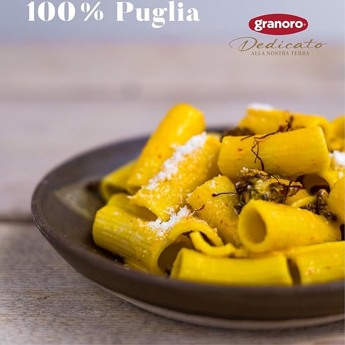 Granoro Dedicato Rigatoni #17 - Authentic Italian Pasta, Made from 100% Puglia Durum Wheat Semolina, Non-GMO, Vegan, 1 lb Bags (Pack of 2)