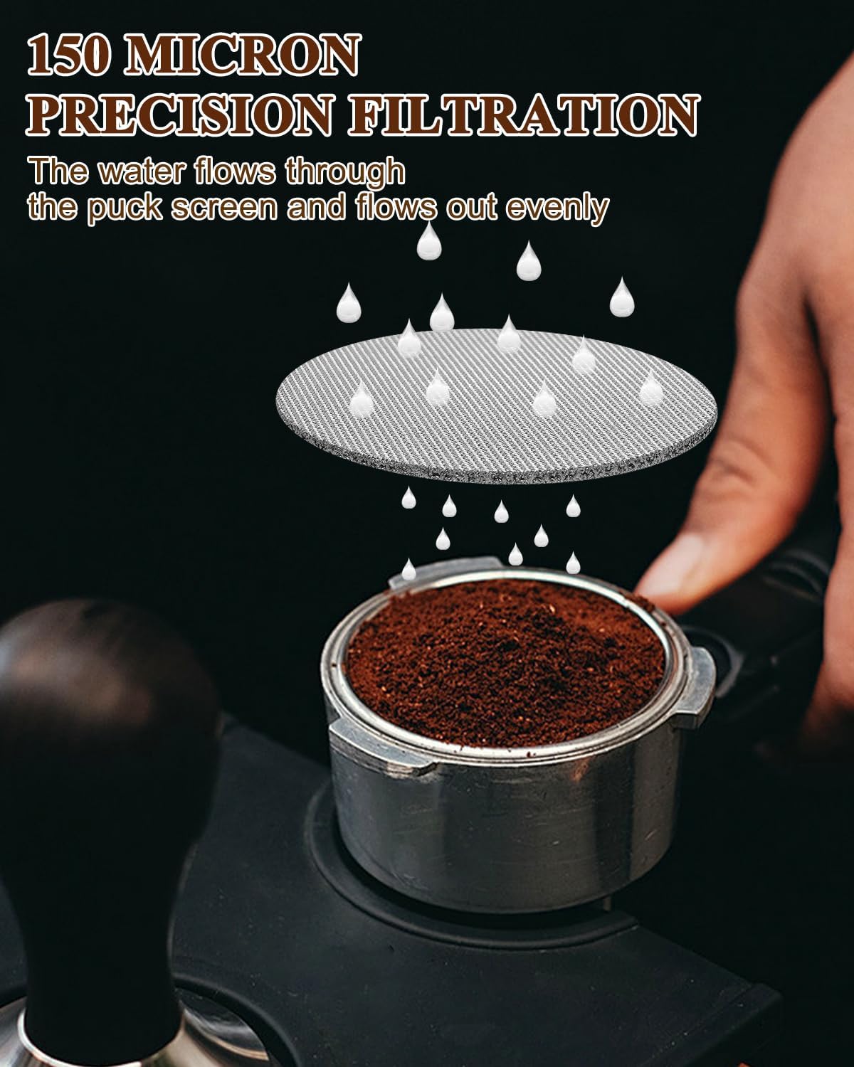 53.5mm Coffee Puck Screen &amp; Walnut Puck Screen Holder
