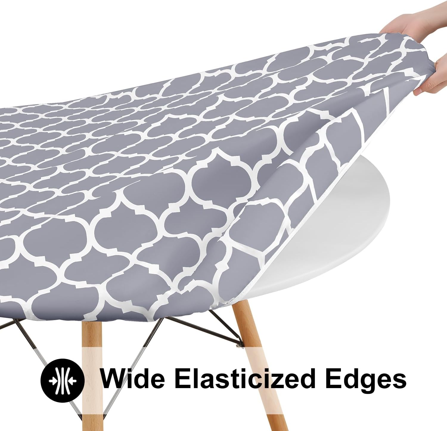 Smiry Round Picnic Tablecloth, Waterproof Elastic Fitted Table Covers for 45" - 56" Tables, Wipeable Flannel Backed Viny