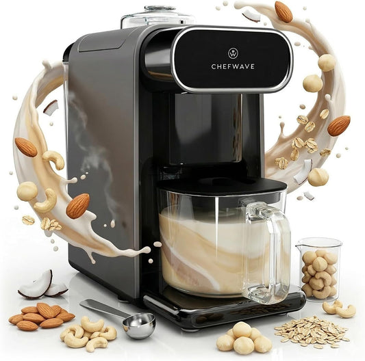 ChefWave Milkmade (Silver, Black) Plant-Based Milk Maker with 6 Presets