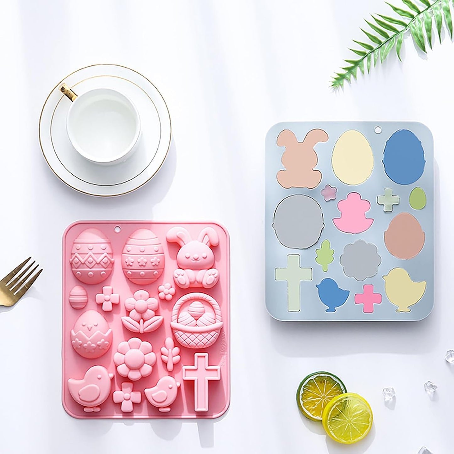 Easter Bunny Egg Chocolate Mold Set - 15-Cavity Silicone Baking Molds with Rabbit &amp; Egg Designs, Food-Grade for Easter Cakes, Spring Party Treats &amp; DIY Crafts - 2 Pack