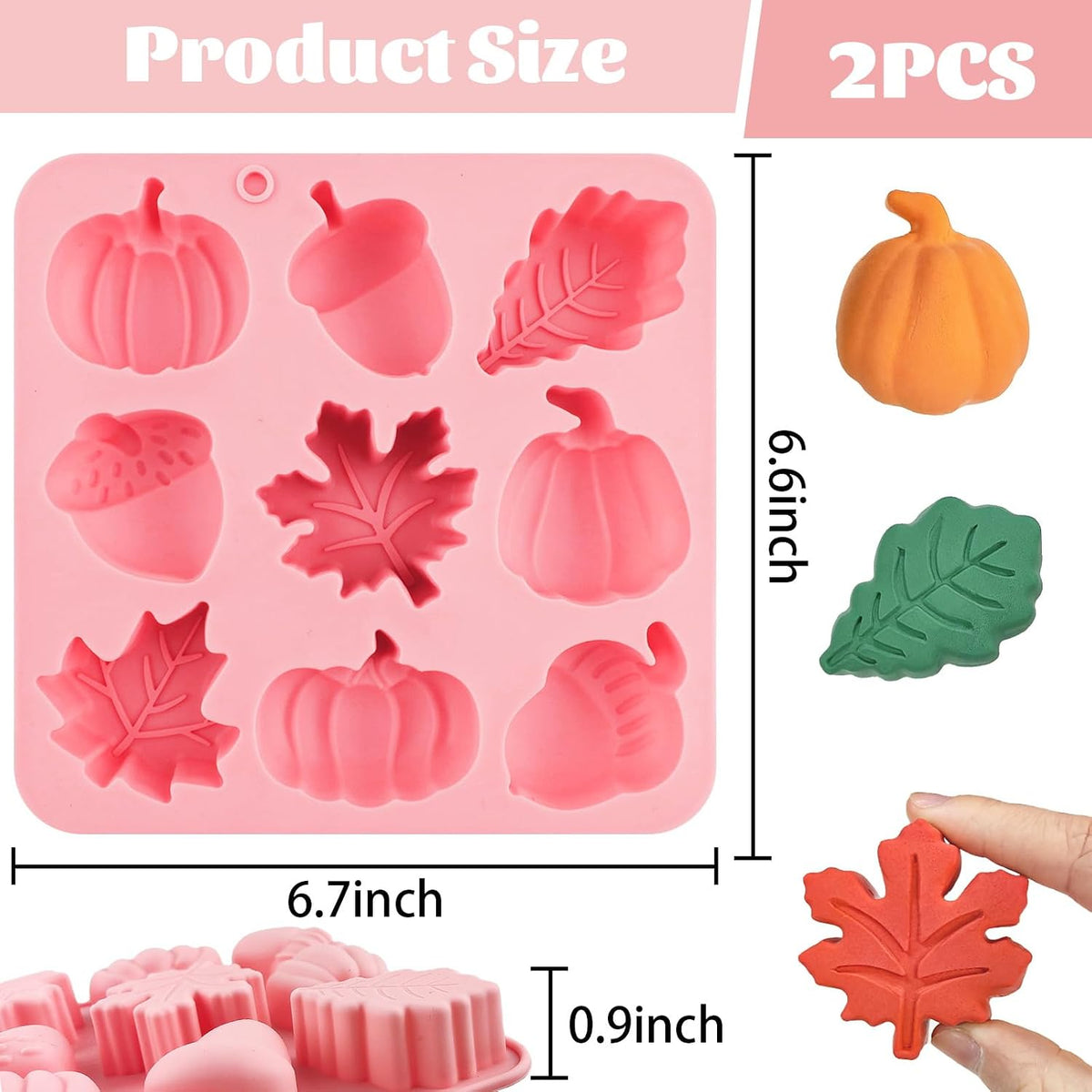 Thanksgiving Fall Silicone Molds Pumpkin Cake Mold Maple Leaf Silicone Mold | 2Pcs Halloween Pumpkin Chocolate Molds Autumn Leaves Cake Pan Baking Tray Mold for Thanksgiving Halloween Cake Cupcake Decor