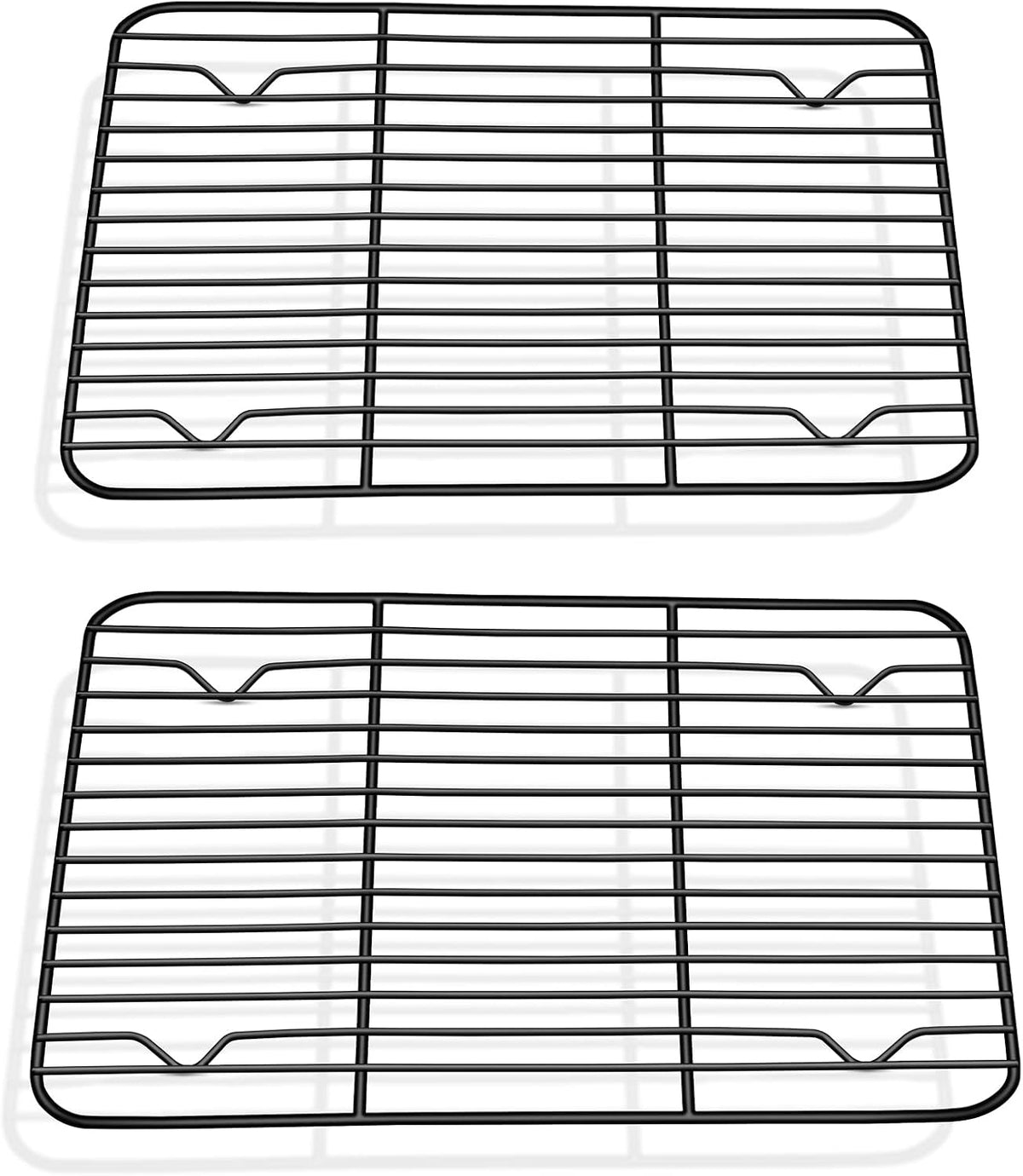 P&amp;P CHEF 9.7" x 7.3" Cooling Baking Wire Racks Pack of 2, Black | Stainless Steel Cooling Racks for Cooking Baking Roasting Grilling Drying, Dense Wires &amp; Smooth Edge, Easy Clean &amp; Rust Proof