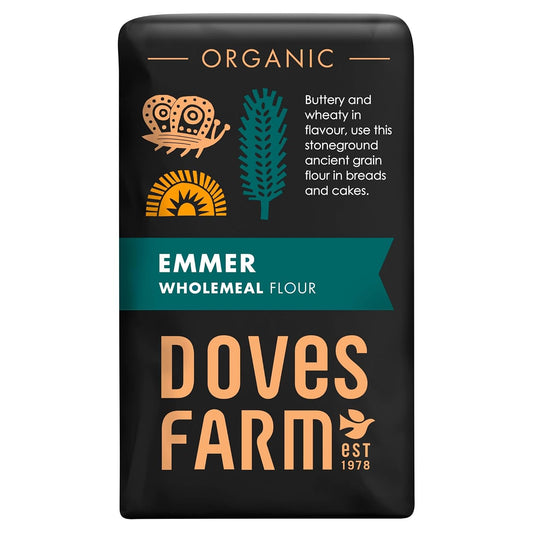 Doves Farm Organic Stoneground Wholemeal Emmer Flour 2.2 lb (1 kg) - High Protein Ancient Grain Emmer Whole Wheat
