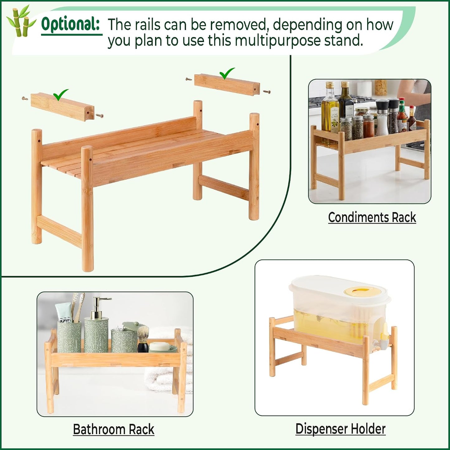 ZPirates Bamboo Water Dispenser Stand, 16 x 7 x 6 in, Anti-Slip