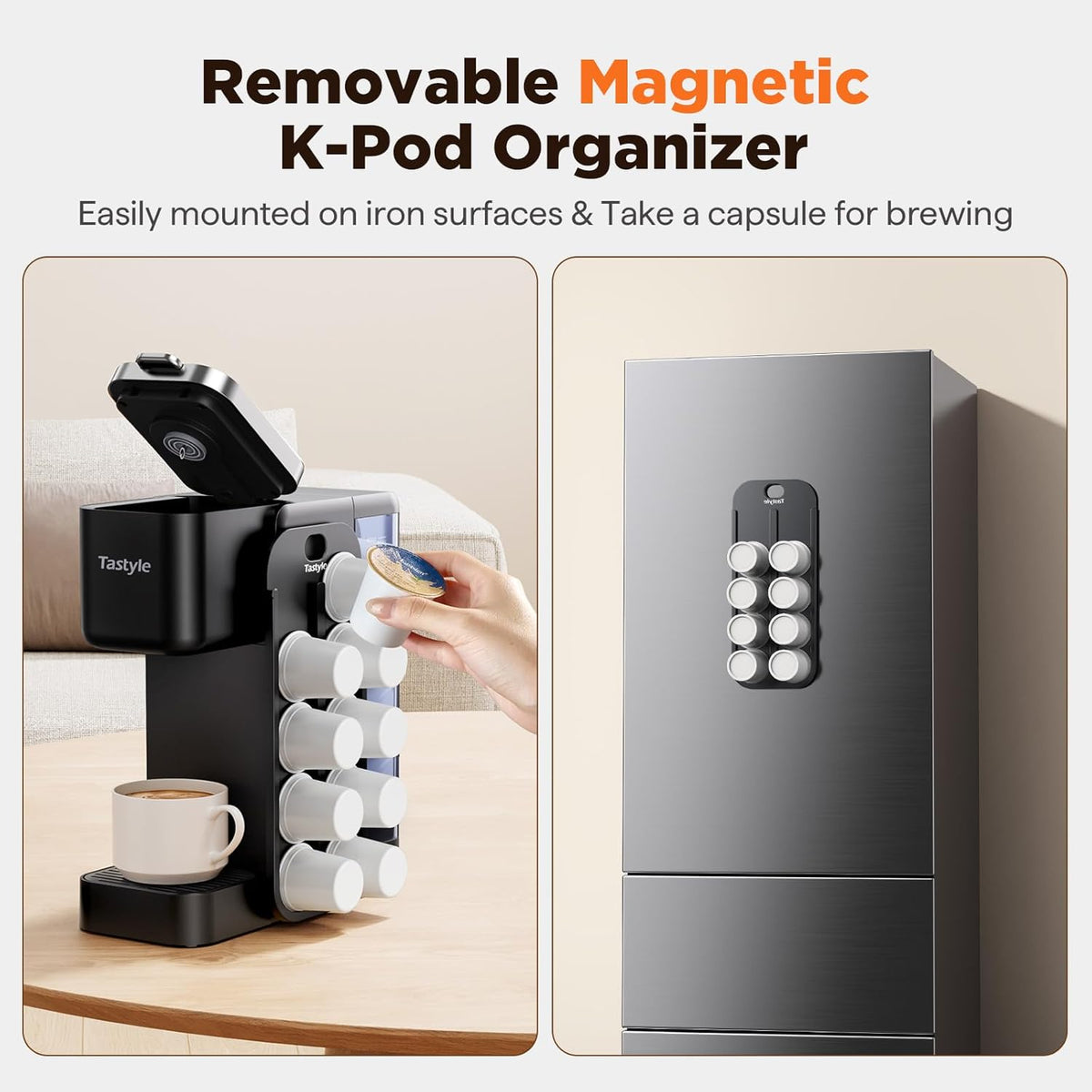 Tastyle Hot &amp; Iced Coffee Maker with Magnetic K-Pod Holder, Fits 7.3'' Mug