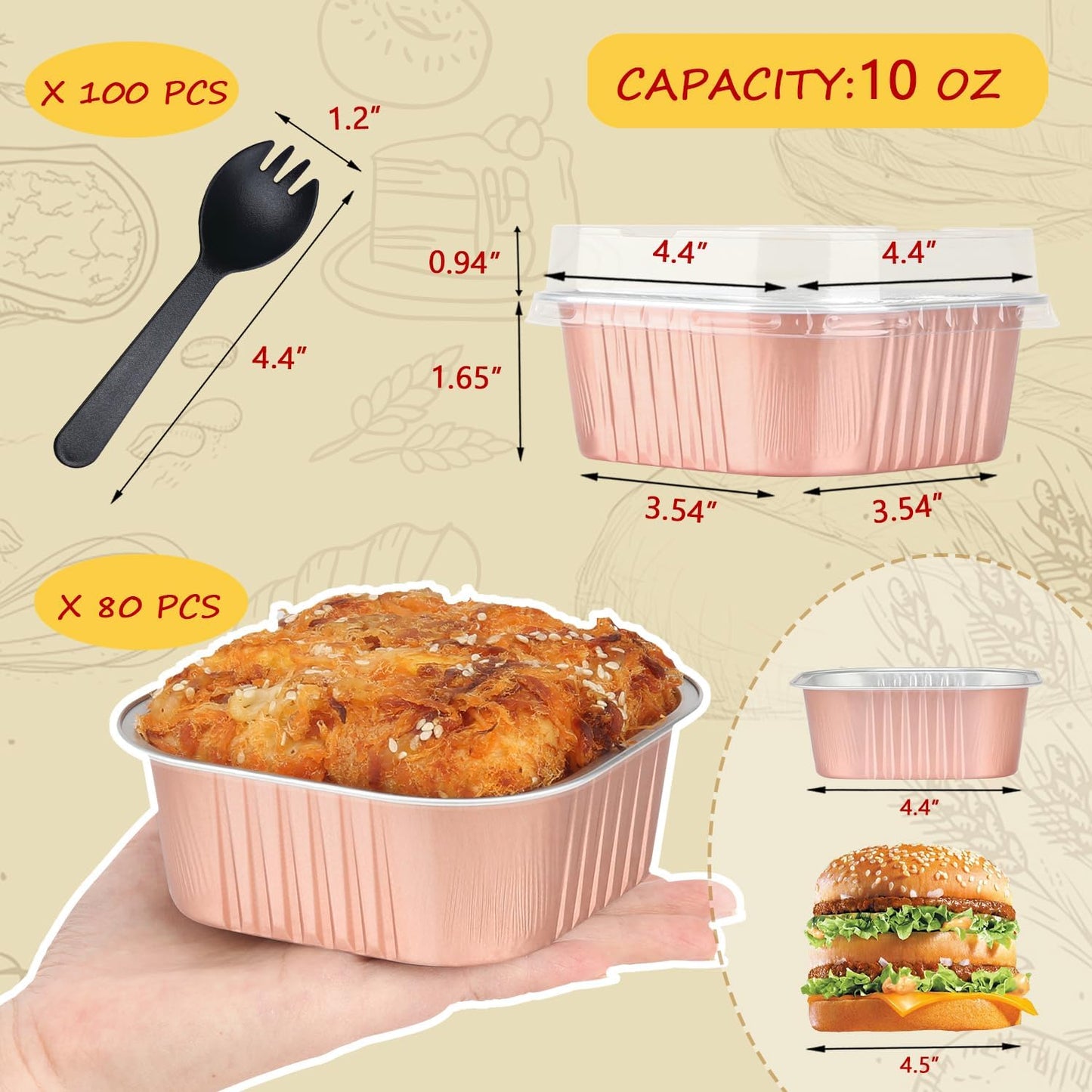 LNYZQUS 80 Pack 10oz Mini Cake Pans with Lids and Spoons for Bake Sales