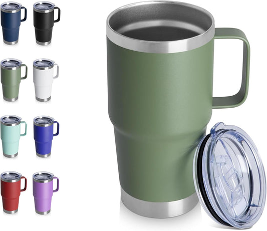 HASLE OUTFITTERS 20oz Tumbler with Handle, Stainless Steel Tumbler with Lid Metal Insulated Travel Coffee Mug Double Wall